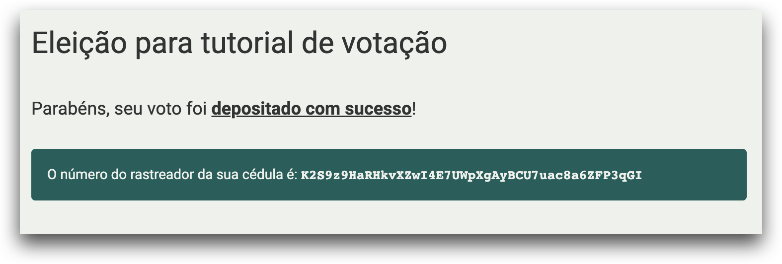 Voto depositado com sucesso